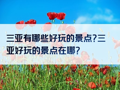 三亚有哪些好玩的景点？三亚好玩的景点在哪？