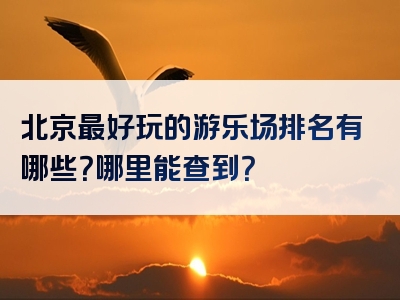北京最好玩的游乐场排名有哪些？哪里能查到？
