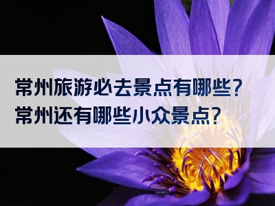 常州旅游必去景点有哪些？常州还有哪些小众景点？