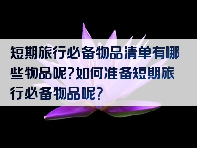 短期旅行必备物品清单有哪些物品呢？如何准备短期旅行必备物品呢？