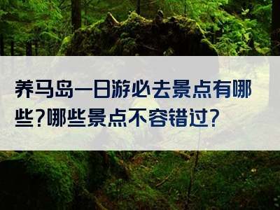 养马岛一日游必去景点有哪些？哪些景点不容错过？