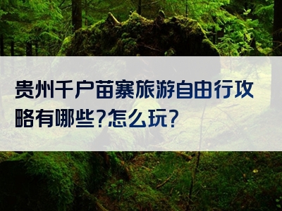 贵州千户苗寨旅游自由行攻略有哪些？怎么玩？