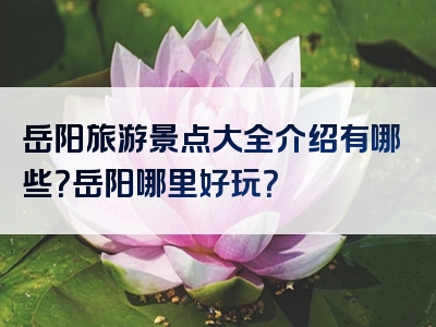 岳阳旅游景点大全介绍有哪些？岳阳哪里好玩？