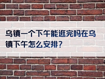 乌镇一个下午能逛完吗在乌镇下午怎么安排？