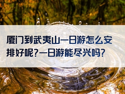 厦门到武夷山一日游怎么安排好呢？一日游能尽兴吗？