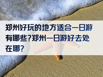 郑州好玩的地方适合一日游有哪些？郑州一日游好去处在哪？