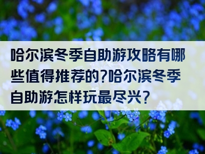 哈尔滨冬季自助游攻略有哪些值得推荐的？哈尔滨冬季自助游怎样玩最尽兴？