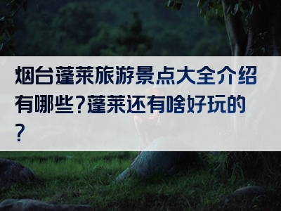 烟台蓬莱旅游景点大全介绍有哪些？蓬莱还有啥好玩的？