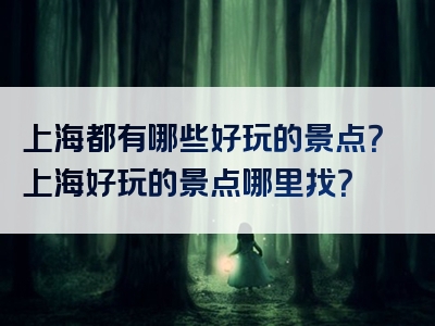 上海都有哪些好玩的景点？上海好玩的景点哪里找？