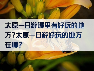太原一日游哪里有好玩的地方？太原一日游好玩的地方在哪？