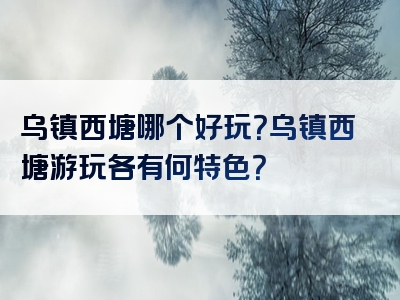 乌镇西塘哪个好玩？乌镇西塘游玩各有何特色？