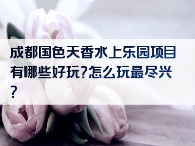 成都国色天香水上乐园项目有哪些好玩？怎么玩最尽兴？