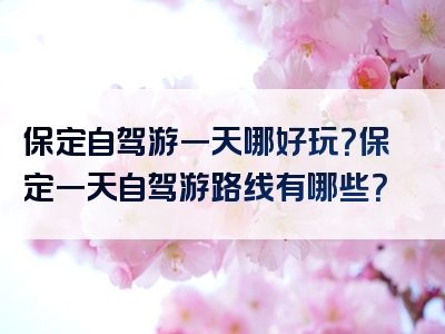 保定自驾游一天哪好玩？保定一天自驾游路线有哪些？