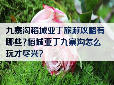 九寨沟稻城亚丁旅游攻略有哪些？稻城亚丁九寨沟怎么玩才尽兴？