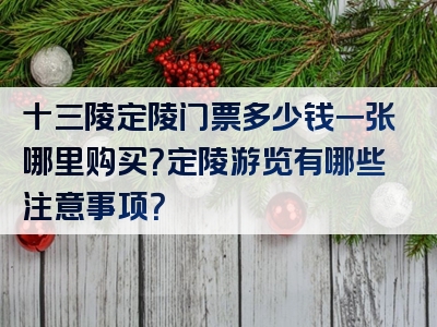 十三陵定陵门票多少钱一张哪里购买？定陵游览有哪些注意事项？