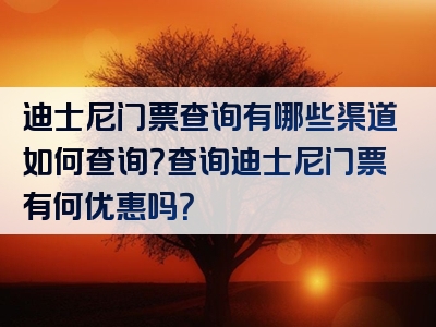 迪士尼门票查询有哪些渠道如何查询？查询迪士尼门票有何优惠吗？