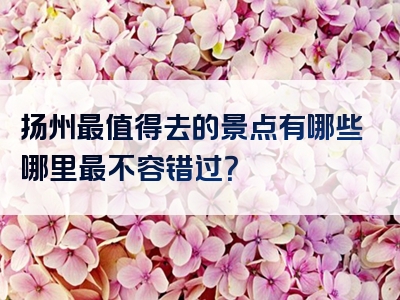 扬州最值得去的景点有哪些哪里最不容错过？