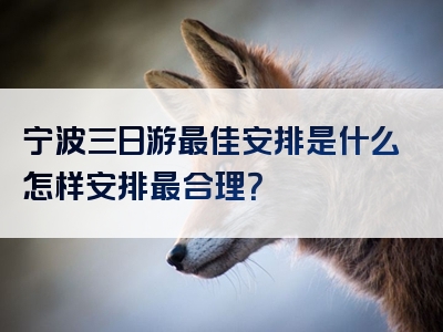宁波三日游最佳安排是什么怎样安排最合理？