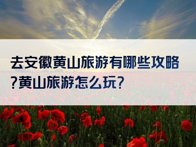 去安徽黄山旅游有哪些攻略？黄山旅游怎么玩？