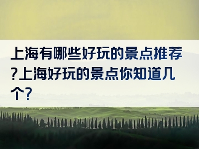上海有哪些好玩的景点推荐？上海好玩的景点你知道几个？