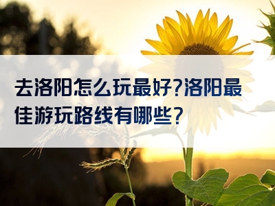 去洛阳怎么玩最好？洛阳最佳游玩路线有哪些？