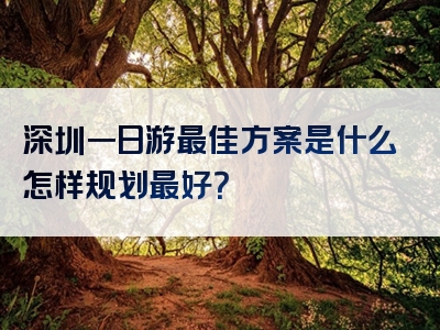 深圳一日游最佳方案是什么怎样规划最好？
