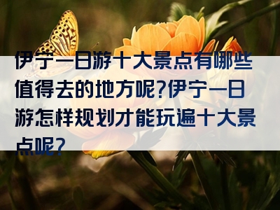 伊宁一日游十大景点有哪些值得去的地方呢？伊宁一日游怎样规划才能玩遍十大景点呢？