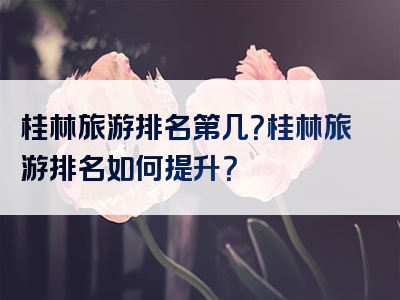 桂林旅游排名第几？桂林旅游排名如何提升？