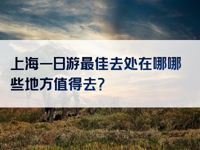上海一日游最佳去处在哪哪些地方值得去？