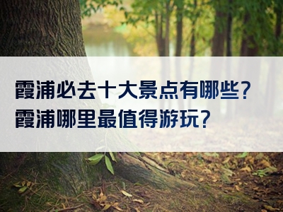 霞浦必去十大景点有哪些？霞浦哪里最值得游玩？