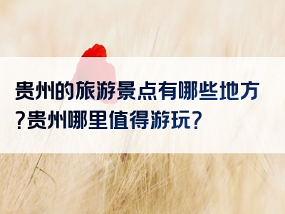 贵州的旅游景点有哪些地方？贵州哪里值得游玩？