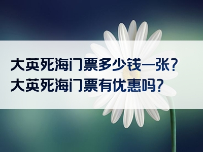 大英死海门票多少钱一张？大英死海门票有优惠吗？