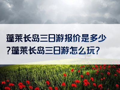 蓬莱长岛三日游报价是多少？蓬莱长岛三日游怎么玩？