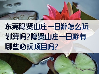 东莞隐贤山庄一日游怎么玩划算吗？隐贤山庄一日游有哪些必玩项目吗？
