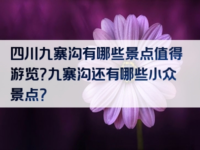 四川九寨沟有哪些景点值得游览？九寨沟还有哪些小众景点？