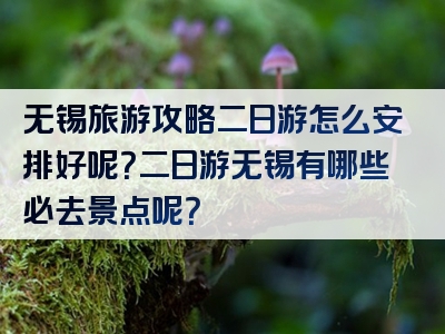 无锡旅游攻略二日游怎么安排好呢？二日游无锡有哪些必去景点呢？