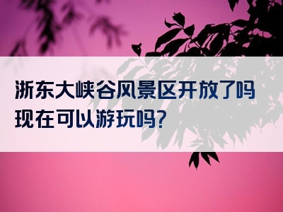 浙东大峡谷风景区开放了吗现在可以游玩吗？