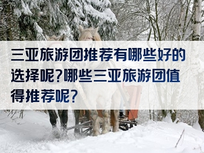 三亚旅游团推荐有哪些好的选择呢？哪些三亚旅游团值得推荐呢？