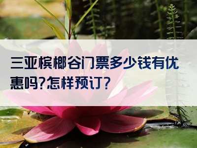 三亚槟榔谷门票多少钱有优惠吗？怎样预订？