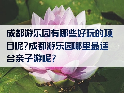 成都游乐园有哪些好玩的项目呢？成都游乐园哪里最适合亲子游呢？