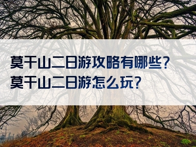 莫干山二日游攻略有哪些？莫干山二日游怎么玩？