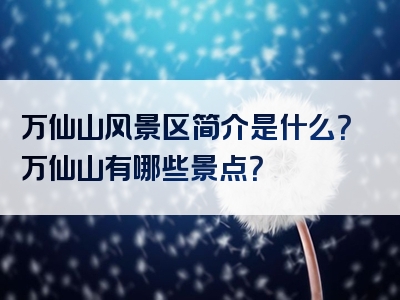 万仙山风景区简介是什么？万仙山有哪些景点？