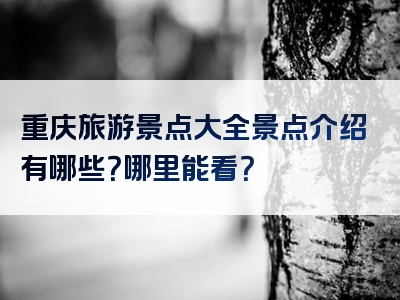 重庆旅游景点大全景点介绍有哪些？哪里能看？