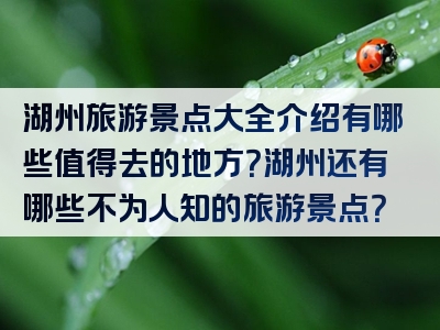 湖州旅游景点大全介绍有哪些值得去的地方？湖州还有哪些不为人知的旅游景点？