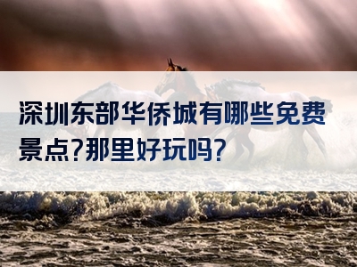 深圳东部华侨城有哪些免费景点？那里好玩吗？