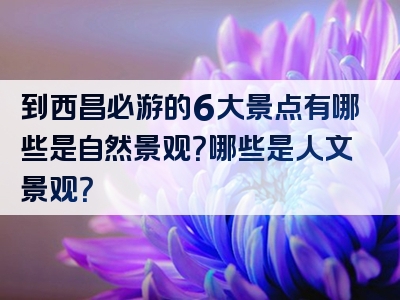 到西昌必游的6大景点有哪些是自然景观？哪些是人文景观？
