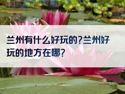 兰州有什么好玩的？兰州好玩的地方在哪？