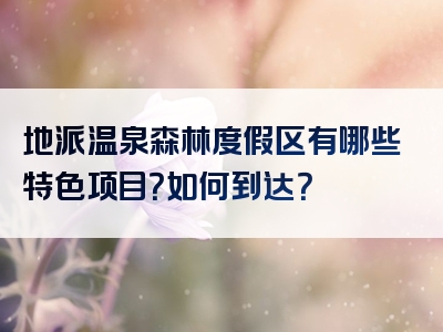 地派温泉森林度假区有哪些特色项目？如何到达？