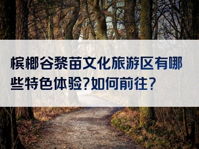 槟榔谷黎苗文化旅游区有哪些特色体验？如何前往？