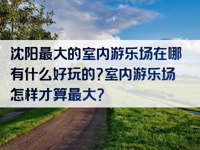 沈阳最大的室内游乐场在哪有什么好玩的？室内游乐场怎样才算最大？